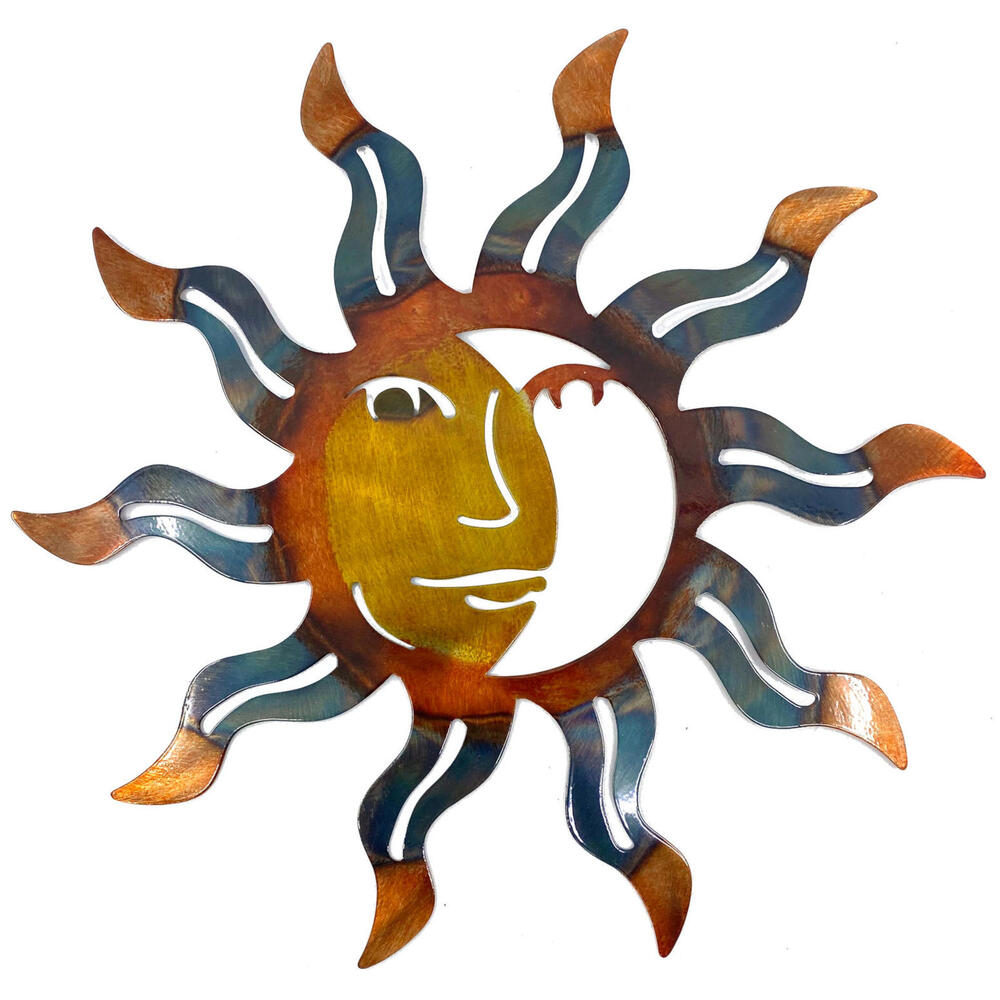 Sun Moon Metal Wall Art -Celestial Outdoor Décor Garden Astrology Home Décor 13"